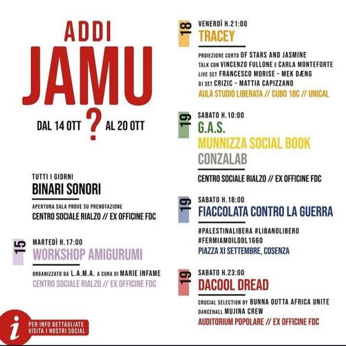 Calendario JAMU 14/10-20/10