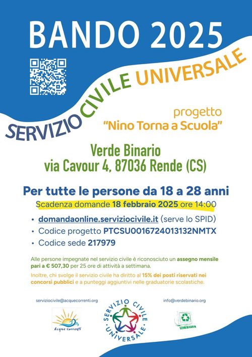 "Nino torna a scuola" - Servizio Civile Universale con Verde Binario