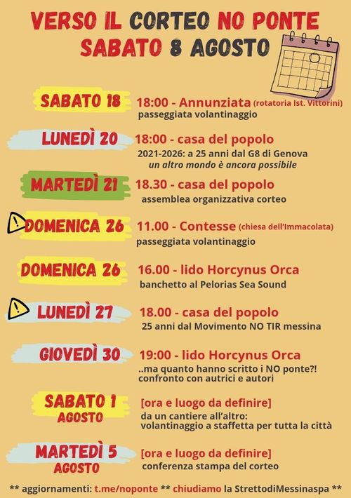 Verso il corteo No Ponte dell'8 Agosto
