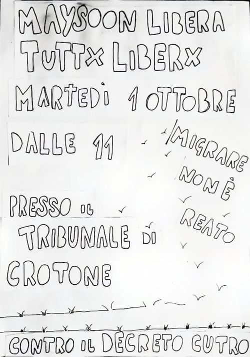 Maysoon libera, tuttx liberx
Martedi 1 ottobre