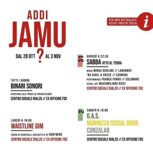 ADDI JAMU - Calendario settimanale