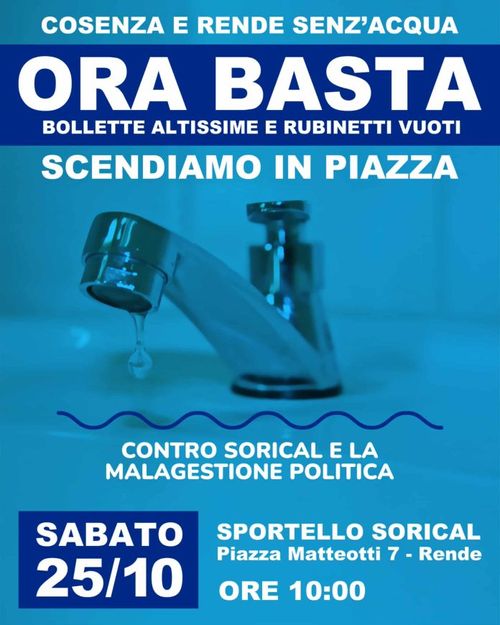Cosenza e Rende senz'acqua: ora basta