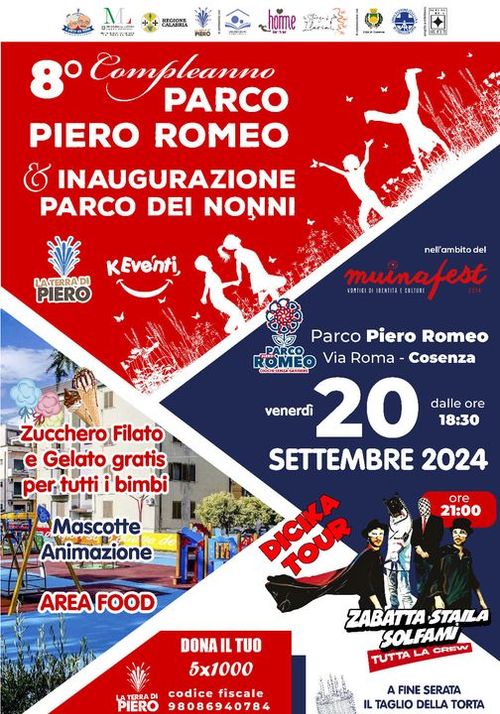 Inaugurazione parco dei nonni e Festa di Compleanno del parco Piero Romeo