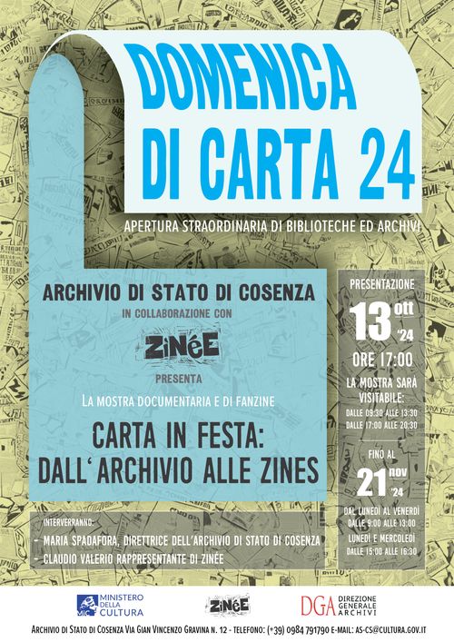 Carta in festa: dall’Archivio alle Zines - 13.10.24 Domenica di Carta