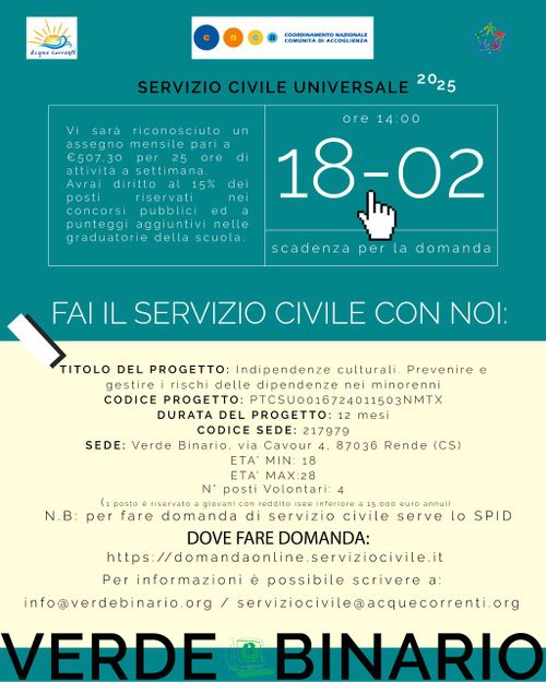 "Indipendenze culturali" - Servizio Civile Universale con Verde Binario