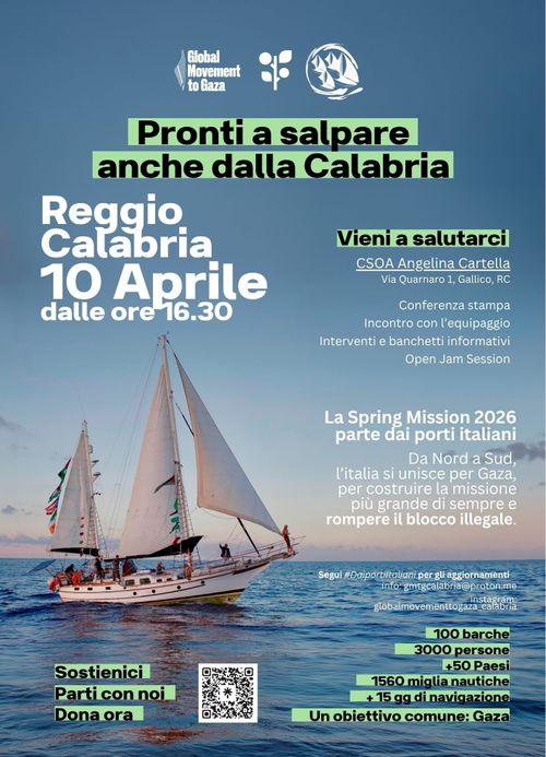 La barca SNAP della Global Sumud Flotilla a Reggio Calabria