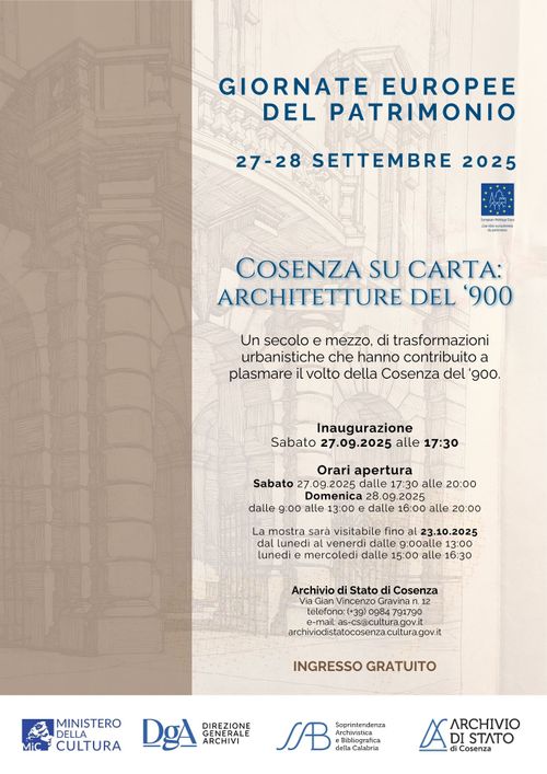 Giornate Europee del Patrimonio 2025 - Mostra "Cosenza su carta: architetture del ‘900"