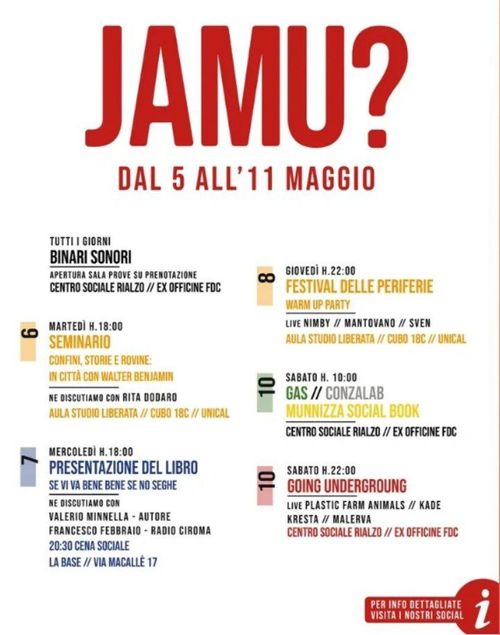 JAMU Cosenza - Calendario settimanale