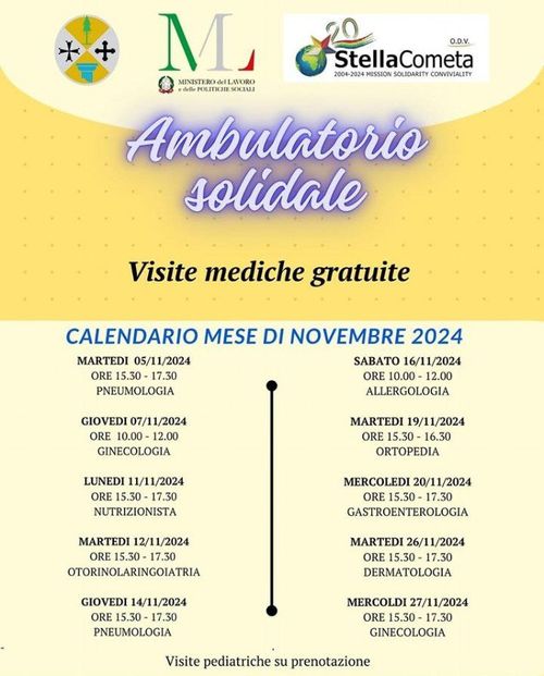 AMBULATORIO SOLIDALE - Calendario di Novembre