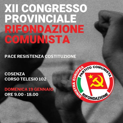 XII CONGRESSO PROVINCIALE RIFONDAZIONE COMUNISTA