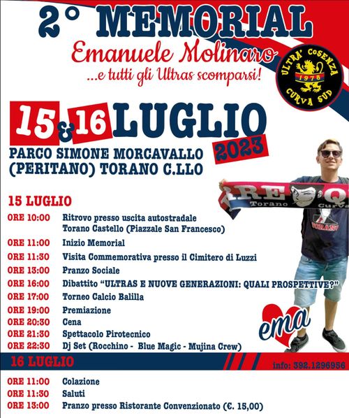 2° MEMORIAL Emanuele Molinaro e tutti gli ultras scomparsi!