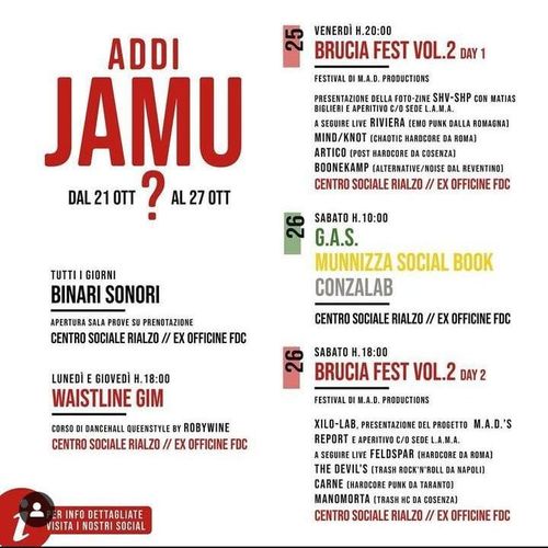 ADDI JAMU - Calendario settimanale