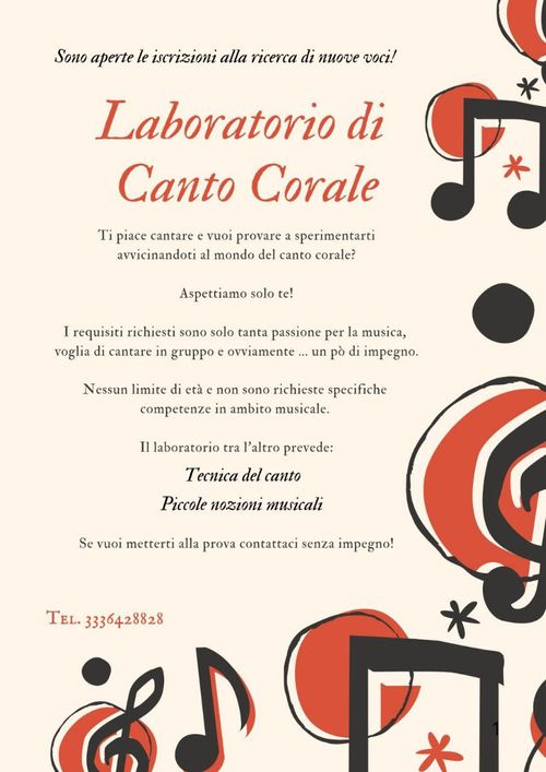 Laboratorio di canto corale - Iscrizioni