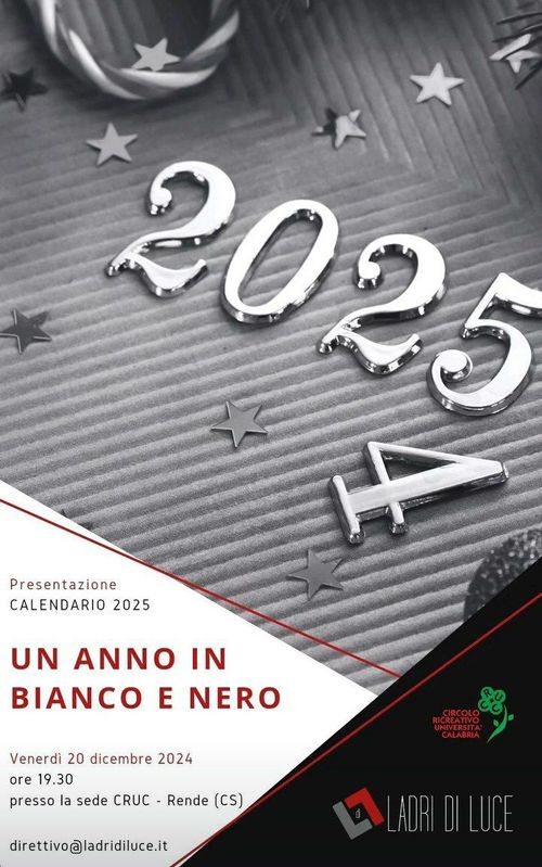 Calendario 2025 - un anno in bianco e nero